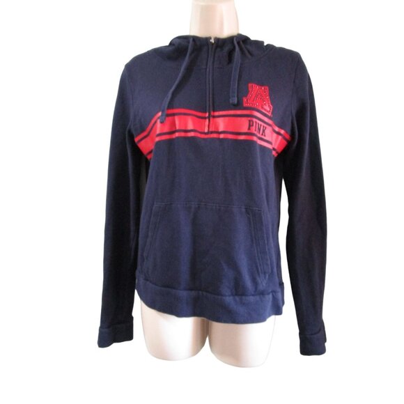 U of A Rhinestone Victorias Secret PINK Navy Red Hoodie Sweatshirt 5th Ocean Sm - Picture 13 of 13